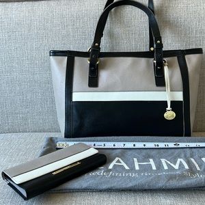 BRAHMIN | ARNO +  WALLET | BLACK + GREY SAFFIANO